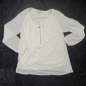 Michael Kors Cream Blouse with Gold Accents